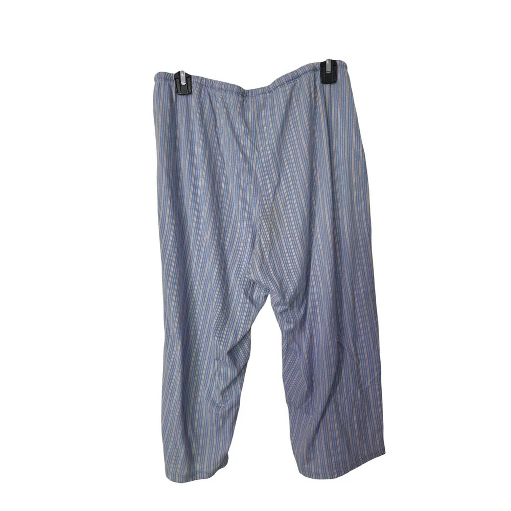 Lauren Ralph Lauren Womens Blue Striped Short Sleeve Pajama Set Size L LRL Logo